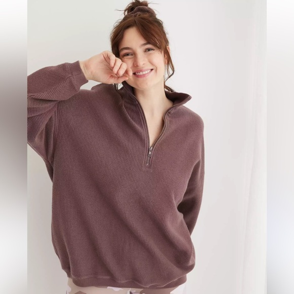 aerie Tops - Aerie Good Vibes Corded Oversized Pullover